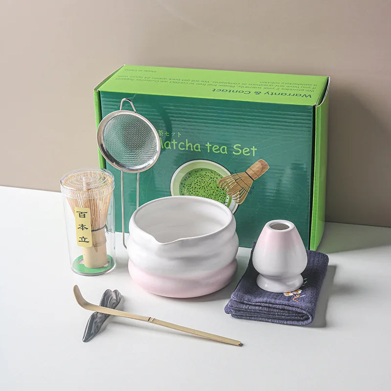 Ensemble Matcha japonais avec bol en céramique, fouet Matcha en bambou et cuillère à thé pour bricolage, outils de fabrication de thé, accessoires, 1/2/4/5/7 pièces