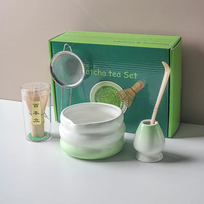 Ensemble Matcha japonais avec bol en céramique, fouet Matcha en bambou et cuillère à thé pour bricolage, outils de fabrication de thé, accessoires, 1/2/4/5/7 pièces