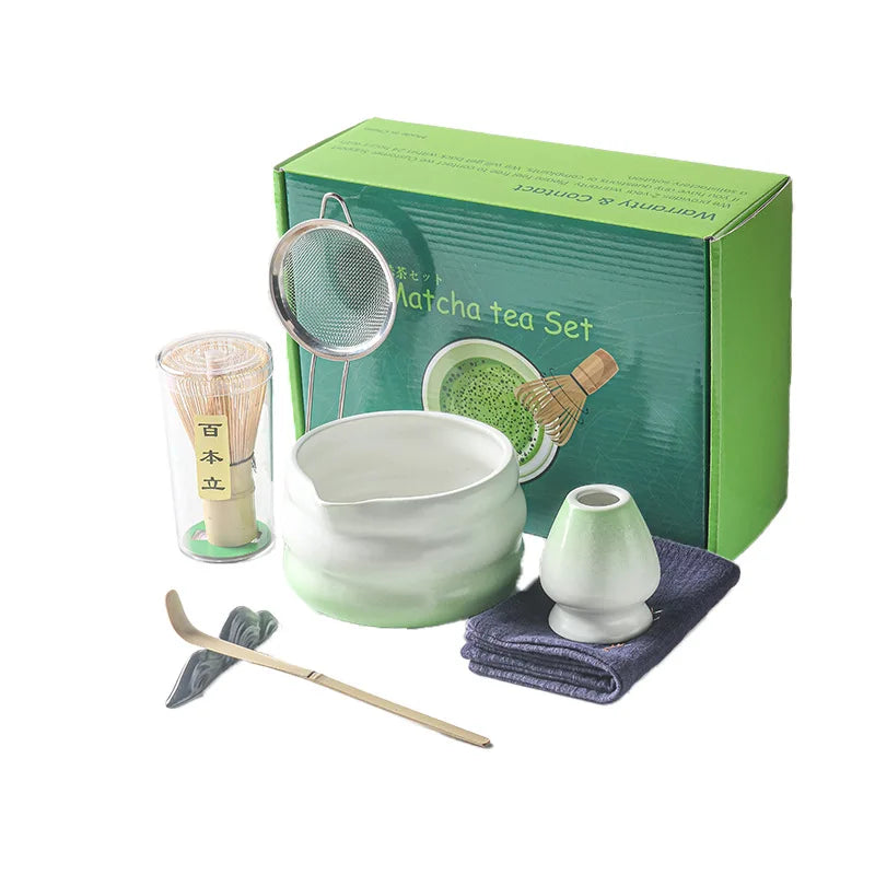 Ensemble Matcha japonais avec bol en céramique, fouet Matcha en bambou et cuillère à thé pour bricolage, outils de fabrication de thé, accessoires, 1/2/4/5/7 pièces