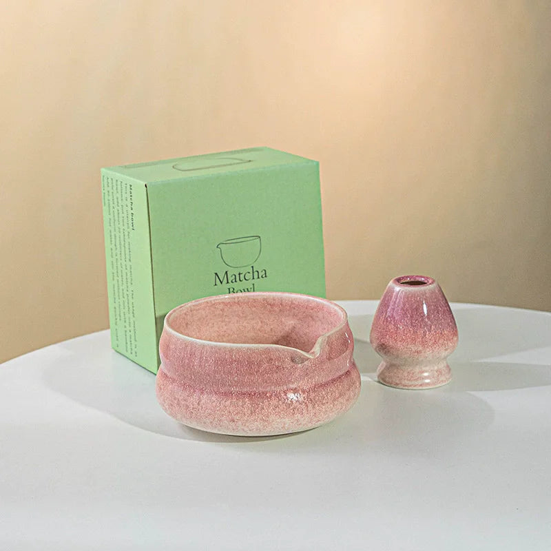 Ensemble Matcha Traditionnel – Bol en Céramique Dégradé + Support Chasen & Accessoires | Cérémonie Japonaise du Thé Vert