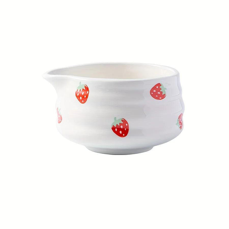 Set à Matcha Fraise Japonais – 1/3/4/5 pièces | Bol en Céramique & Fouet | Kit Traditionnel Adorable pour Cérémonie de Thé