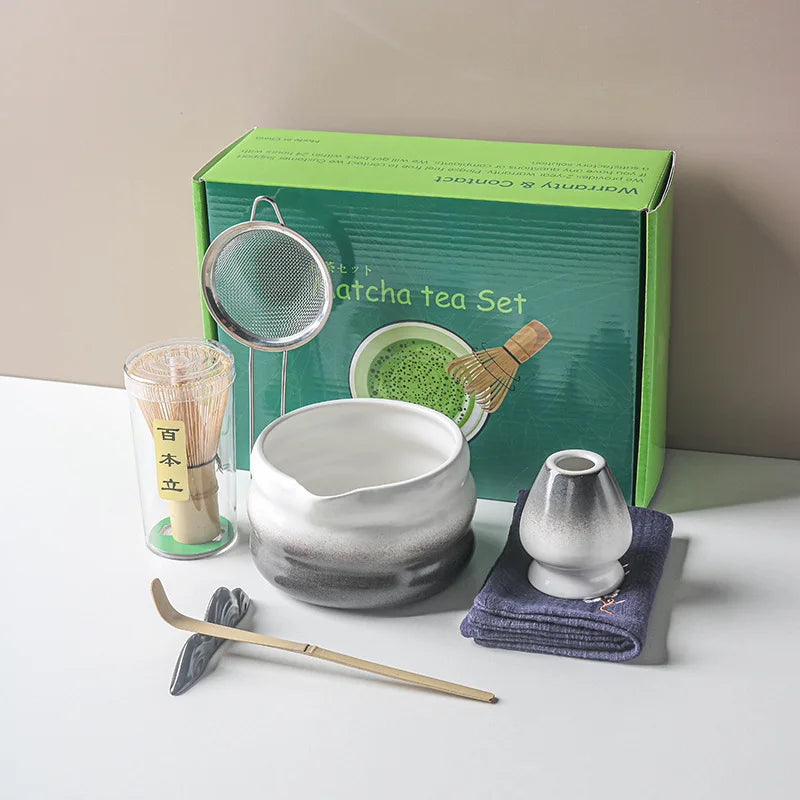 Ensemble Matcha japonais avec bol en céramique, fouet Matcha en bambou et cuillère à thé pour bricolage, outils de fabrication de thé, accessoires, 1/2/4/5/7 pièces