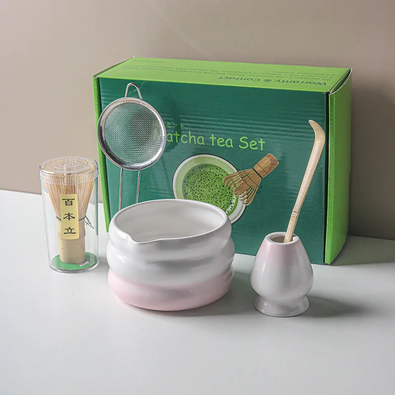 Ensemble Matcha japonais avec bol en céramique, fouet Matcha en bambou et cuillère à thé pour bricolage, outils de fabrication de thé, accessoires, 1/2/4/5/7 pièces
