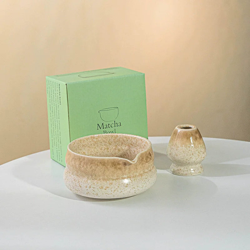 Ensemble Matcha Traditionnel – Bol en Céramique Dégradé + Support Chasen & Accessoires | Cérémonie Japonaise du Thé Vert