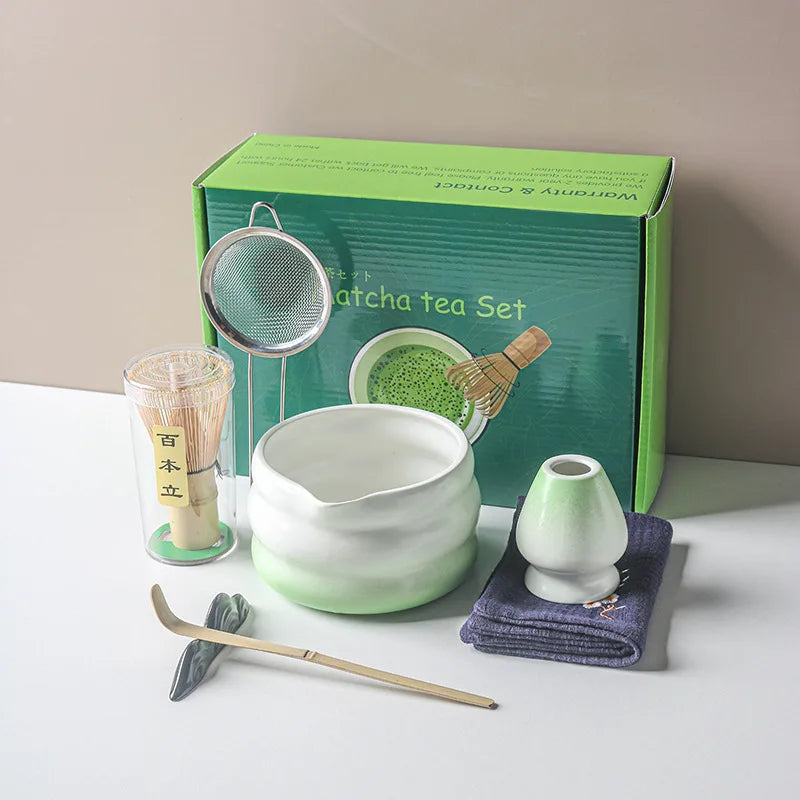 Ensemble Matcha japonais avec bol en céramique, fouet Matcha en bambou et cuillère à thé pour bricolage, outils de fabrication de thé, accessoires, 1/2/4/5/7 pièces