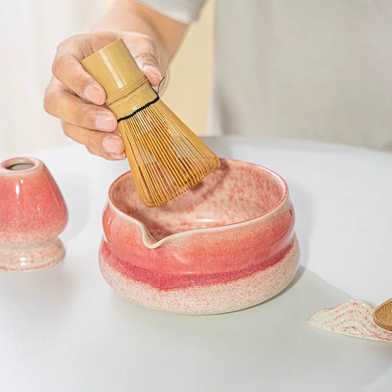 Ensemble Matcha Traditionnel – Bol en Céramique Dégradé + Support Chasen & Accessoires | Cérémonie Japonaise du Thé Vert
