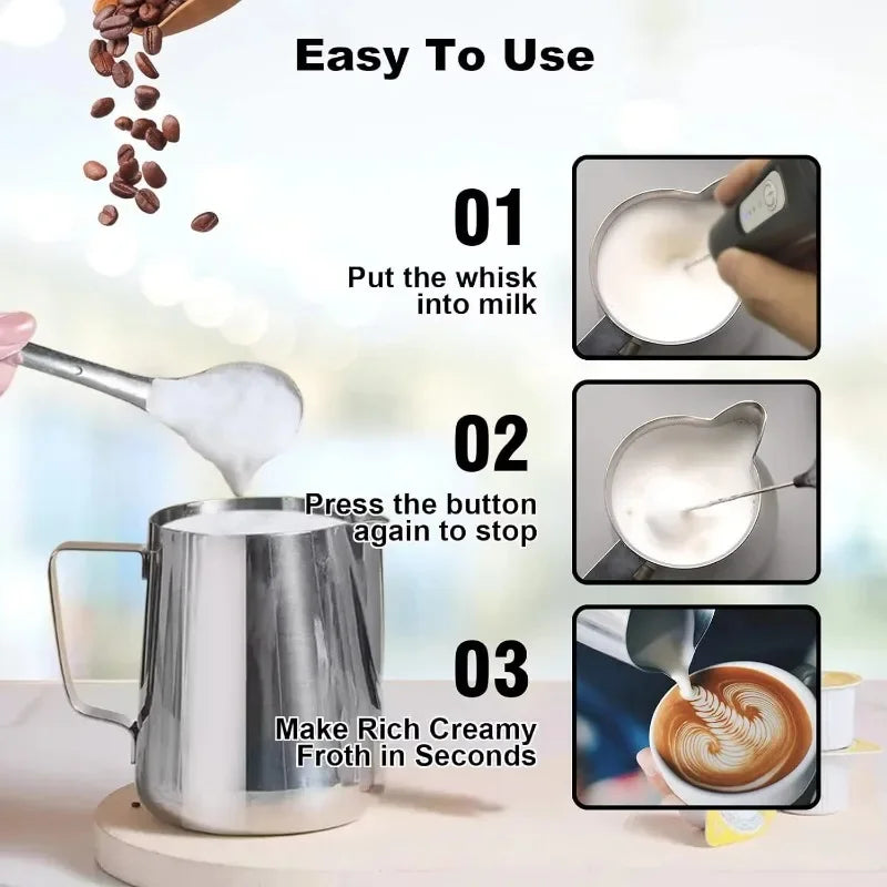 Mousseur à lait électrique sans fil – Recharge USB, 3 vitesses