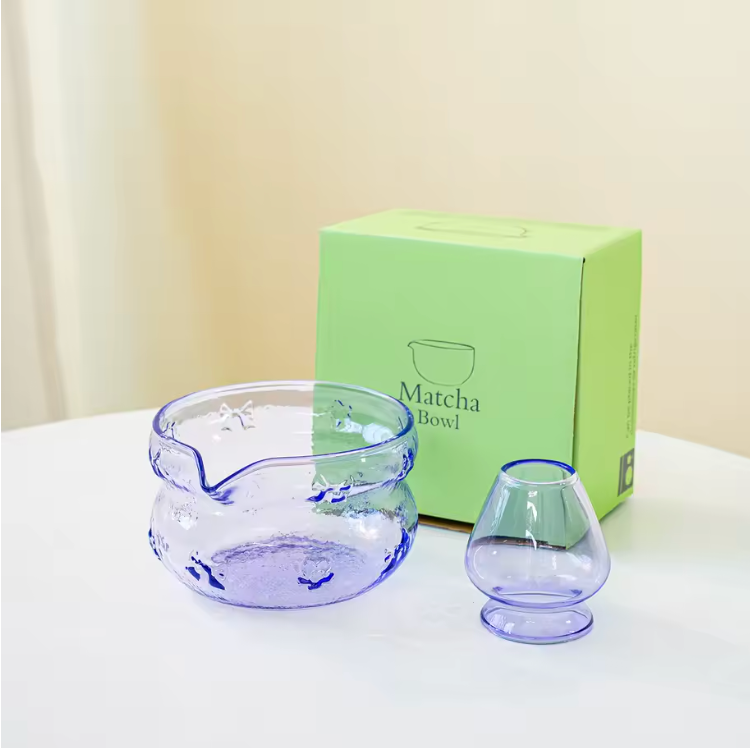 Bol Matcha Matcha en verre rose et violet, résistant à la chaleur, service à thé Kung Fu, accessoires cérémonie Matchas, bol mélangeur, outils de cuisine