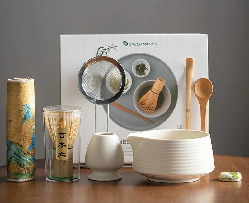 Ensemble Matcha avec bol Matcha rose, 8 pièces, fouet Matcha, support Chasen en céramique, cuillère à thé au whisky, coffret cadeau, Kit Matcha pour les amateurs de thé