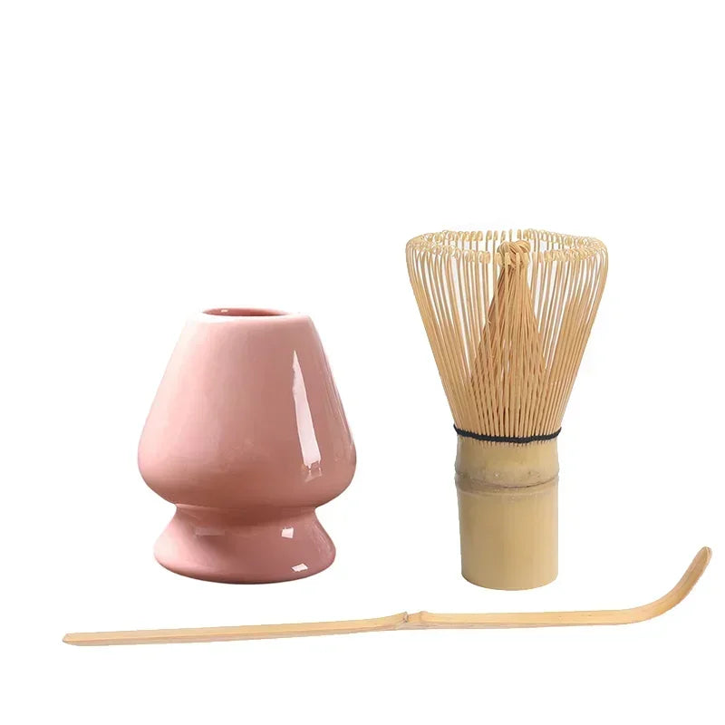Kit Cérémonie Matcha Japonais – Bol, Fouet, Cuillère & Accessoires (Rose)