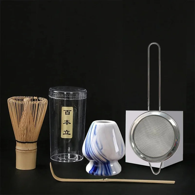 Kit Matcha Cérémonial – Lot de 4 accessoires (fouet, support, cuillère, tamis)