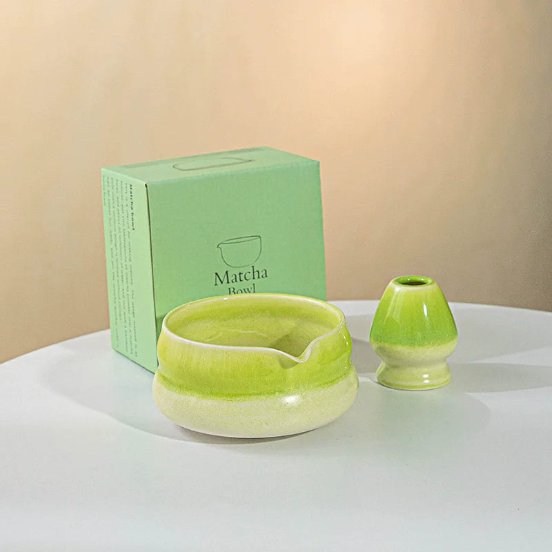 Ensemble Matcha Traditionnel – Bol en Céramique Dégradé + Support Chasen & Accessoires | Cérémonie Japonaise du Thé Vert