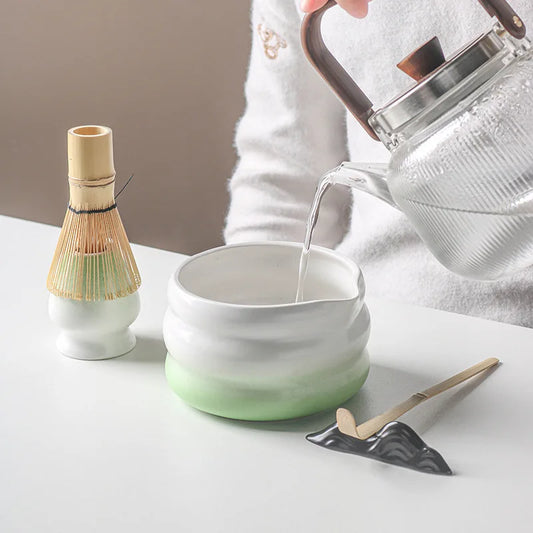 Ensemble Matcha japonais avec bol en céramique, fouet Matcha en bambou et cuillère à thé pour bricolage, outils de fabrication de thé, accessoires, 1/2/4/5/7 pièces