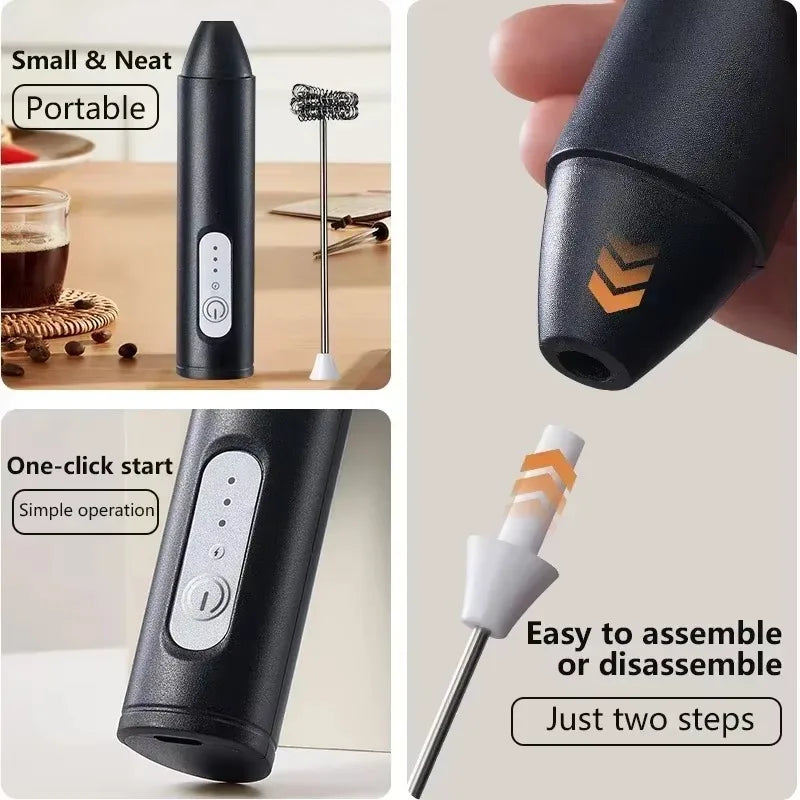 Mousseur à lait électrique sans fil – Recharge USB, 3 vitesses