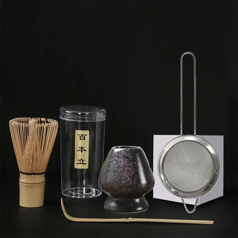 Kit Matcha Cérémonial – Lot de 4 accessoires (fouet, support, cuillère, tamis)
