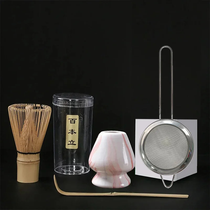 Kit Matcha Cérémonial – Lot de 4 accessoires (fouet, support, cuillère, tamis)