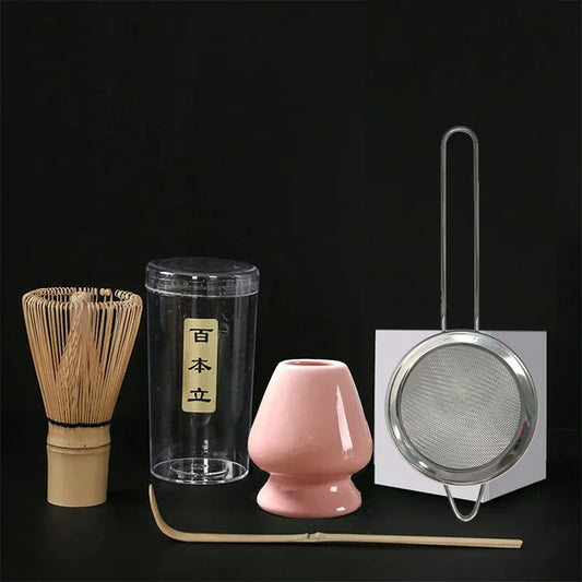 Kit Matcha Cérémonial – Lot de 4 accessoires (fouet, support, cuillère, tamis)