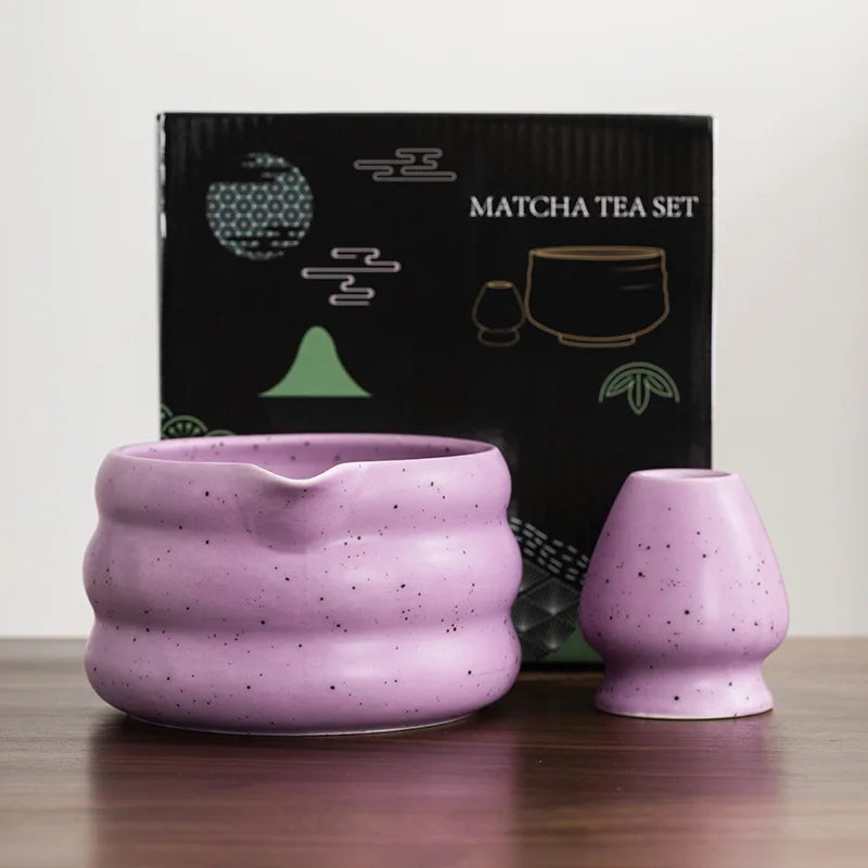 Kit Matcha Violet – 1/2/4/6 pièces | Fouet Chasen en Bambou & Accessoires | Cérémonie Japonaise Élégante |