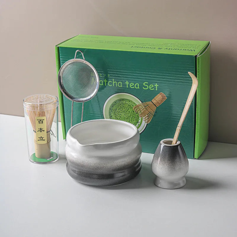 Ensemble Matcha japonais avec bol en céramique, fouet Matcha en bambou et cuillère à thé pour bricolage, outils de fabrication de thé, accessoires, 1/2/4/5/7 pièces
