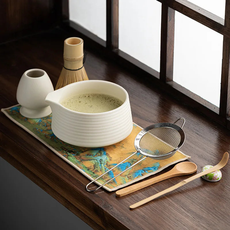 Ensemble Matcha avec bol Matcha rose, 8 pièces, fouet Matcha, support Chasen en céramique, cuillère à thé au whisky, coffret cadeau, Kit Matcha pour les amateurs de thé