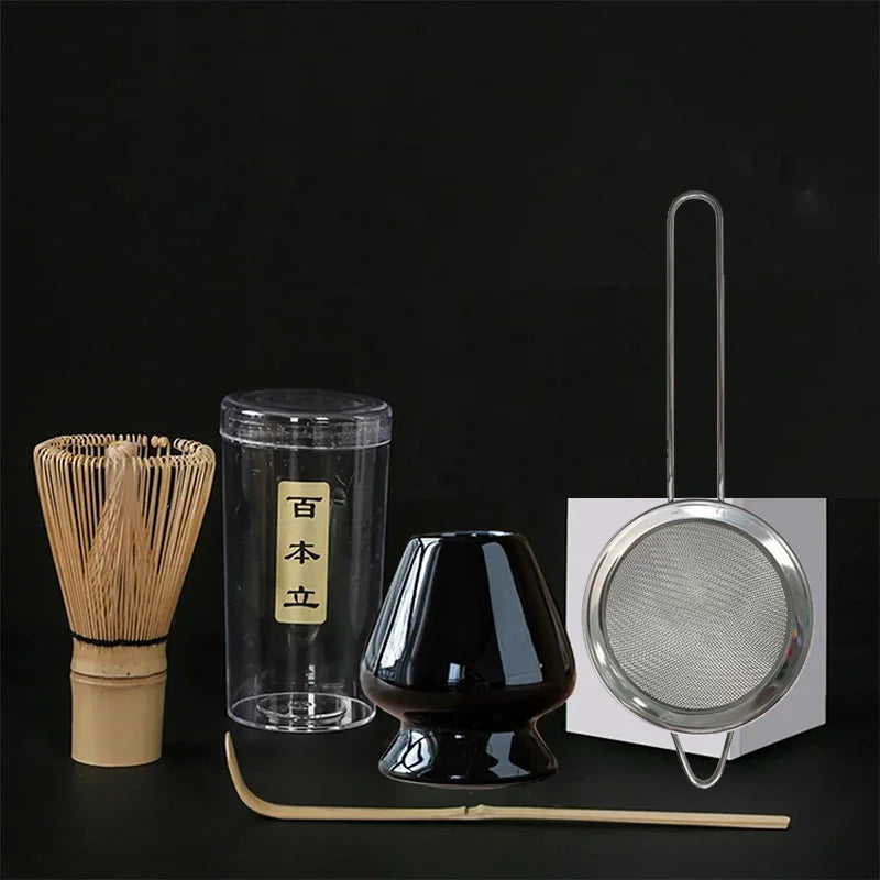 Kit Matcha Cérémonial – Lot de 4 accessoires (fouet, support, cuillère, tamis)