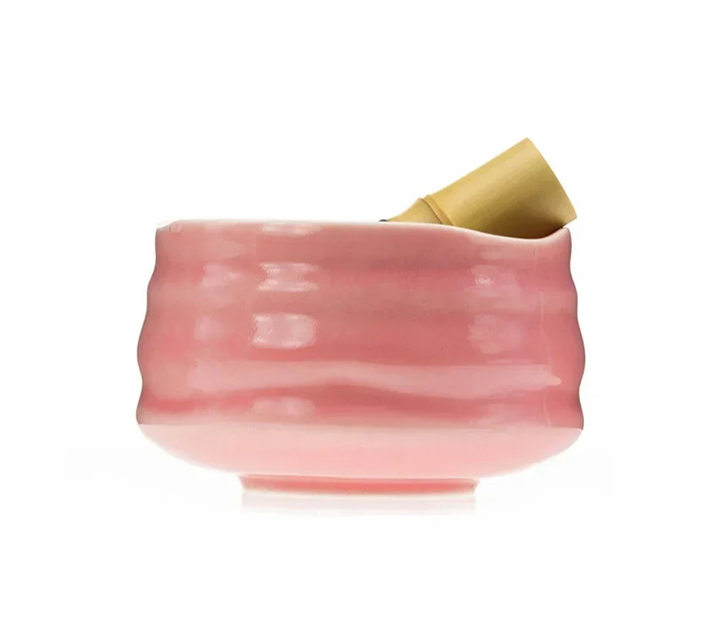 Kit Cérémonie Matcha Japonais – Bol, Fouet, Cuillère & Accessoires (Rose)