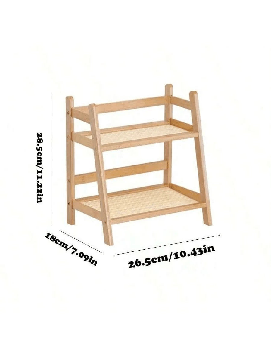 Organisateur de comptoir 2 niveaux en bois – Porte-gobelet et étagère de rangement polyvalente pour accessoires de matcha et café (2 couleurs)