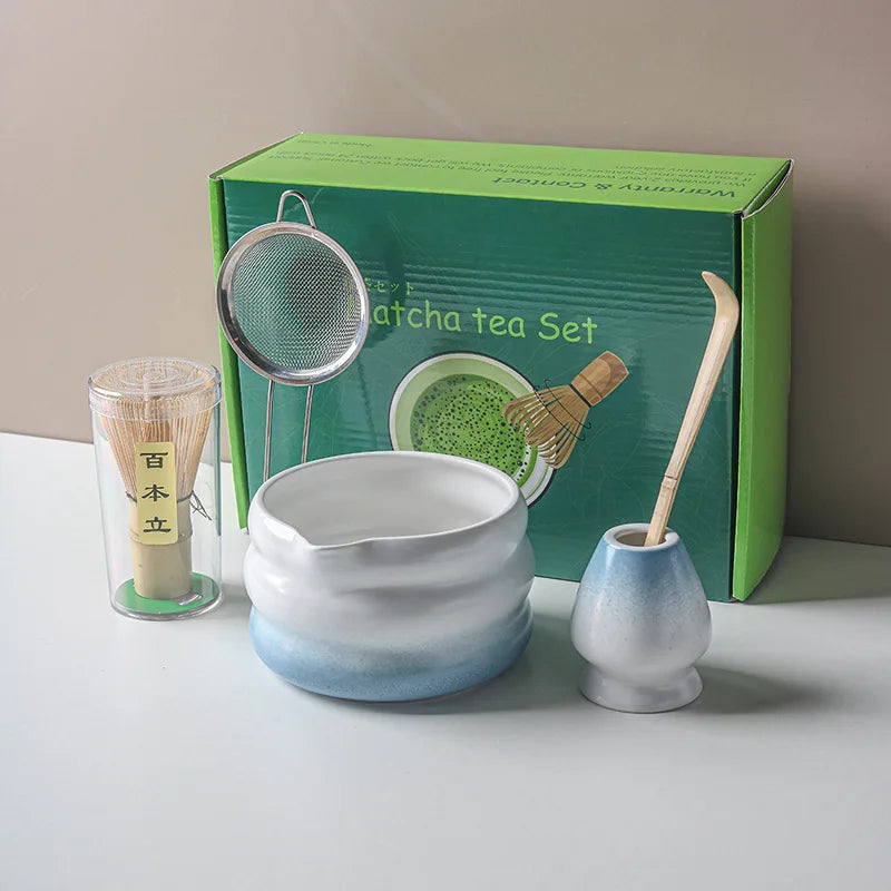 Ensemble Matcha japonais avec bol en céramique, fouet Matcha en bambou et cuillère à thé pour bricolage, outils de fabrication de thé, accessoires, 1/2/4/5/7 pièces