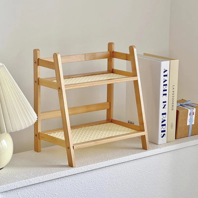 Organisateur de comptoir 2 niveaux en bois – Porte-gobelet et étagère de rangement polyvalente pour accessoires de matcha et café (2 couleurs)