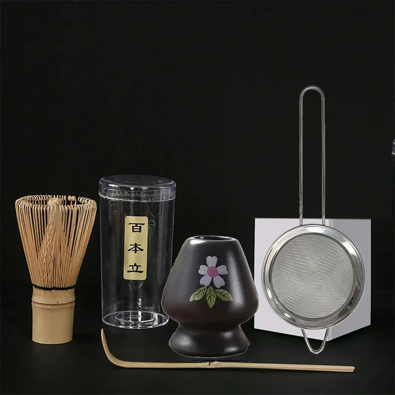 Kit Matcha Cérémonial – Lot de 4 accessoires (fouet, support, cuillère, tamis)