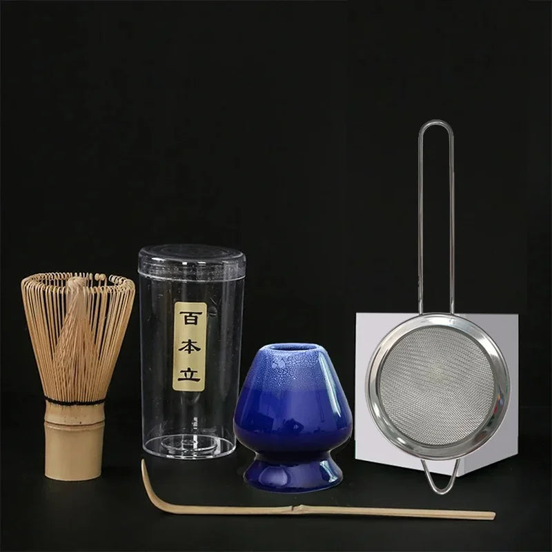 Kit Matcha Cérémonial – Lot de 4 accessoires (fouet, support, cuillère, tamis)