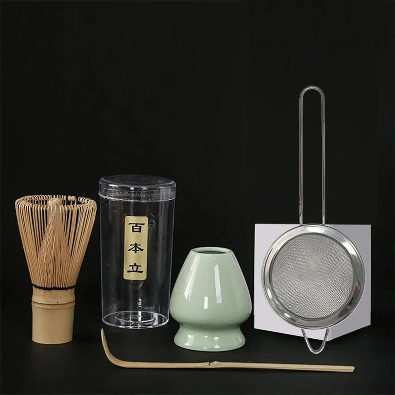 Kit Matcha Cérémonial – Lot de 4 accessoires (fouet, support, cuillère, tamis)