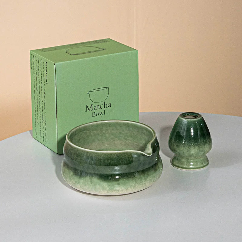 Ensemble Matcha Traditionnel – Bol en Céramique Dégradé + Support Chasen & Accessoires | Cérémonie Japonaise du Thé Vert