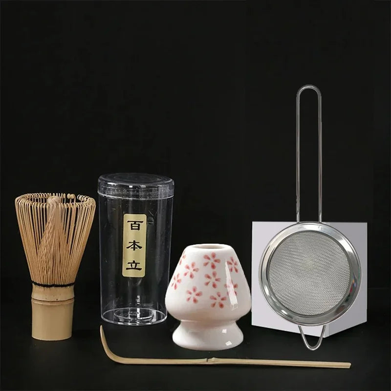 Kit Matcha Cérémonial – Lot de 4 accessoires (fouet, support, cuillère, tamis)