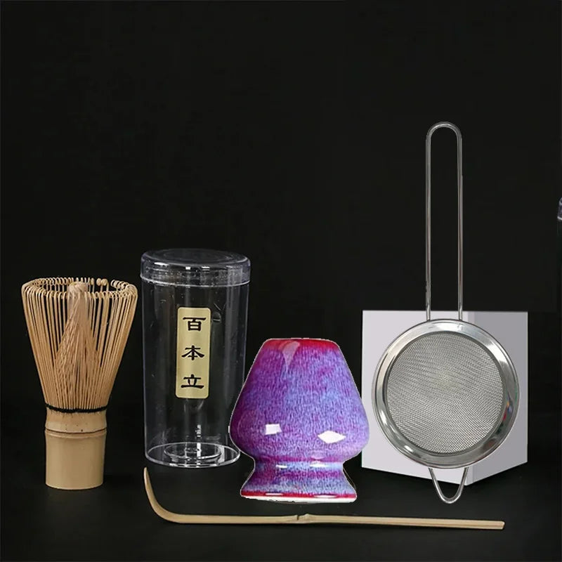 Kit Matcha Cérémonial – Lot de 4 accessoires (fouet, support, cuillère, tamis)