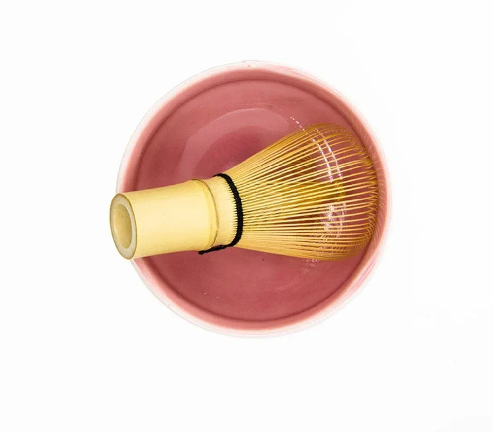 Kit Cérémonie Matcha Japonais – Bol, Fouet, Cuillère & Accessoires (Rose)