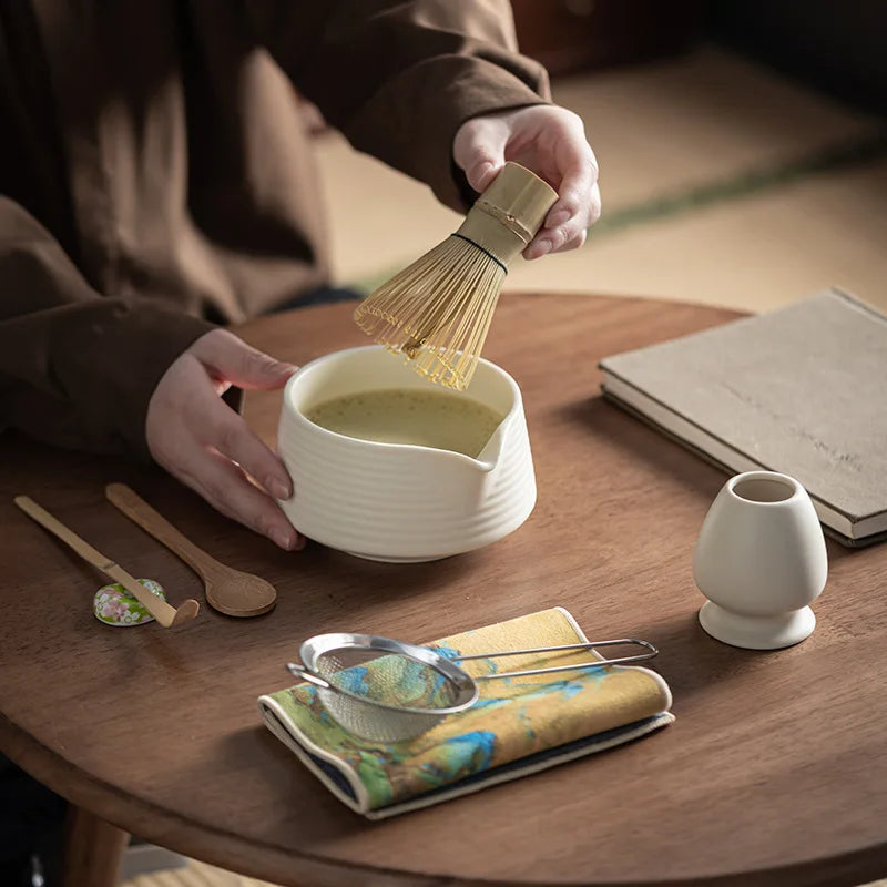 Ensemble Matcha avec bol Matcha rose, 8 pièces, fouet Matcha, support Chasen en céramique, cuillère à thé au whisky, coffret cadeau, Kit Matcha pour les amateurs de thé