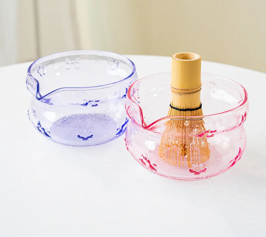 Bol Matcha Matcha en verre rose et violet, résistant à la chaleur, service à thé Kung Fu, accessoires cérémonie Matchas, bol mélangeur, outils de cuisine