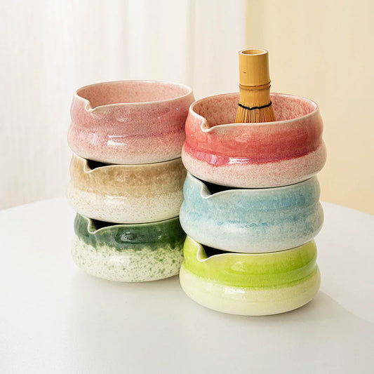 Ensemble Matcha Traditionnel – Bol en Céramique Dégradé + Support Chasen & Accessoires | Cérémonie Japonaise du Thé Vert